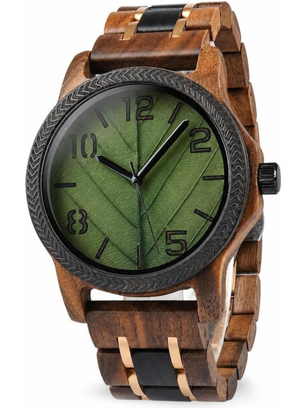 Natural Wooden Men's Watch - Minimalist Japanese Quartz, Unique Leaf Vein Dial
